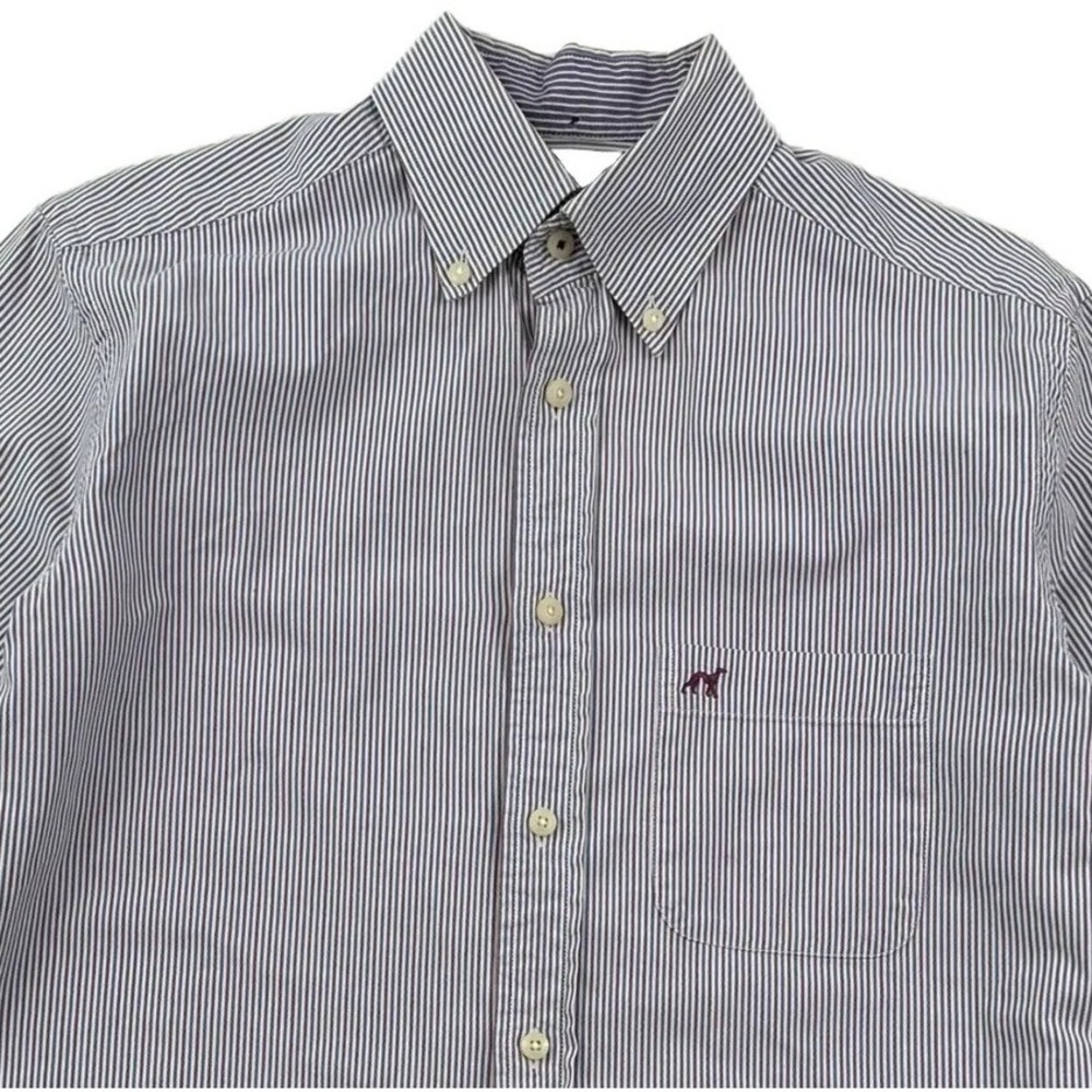 SACOOR BROTHERS Men Oxford Shirt Small Striped Double Twisted Yarn Slim Blue Red